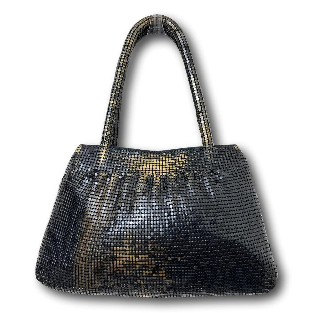 Vintage Whiting & Davis Iridescent Metal Mesh Purse Shoulder Bag Black to Gold